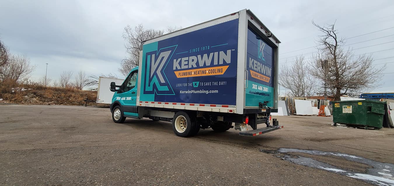 Box truck with custom vehicle wraps