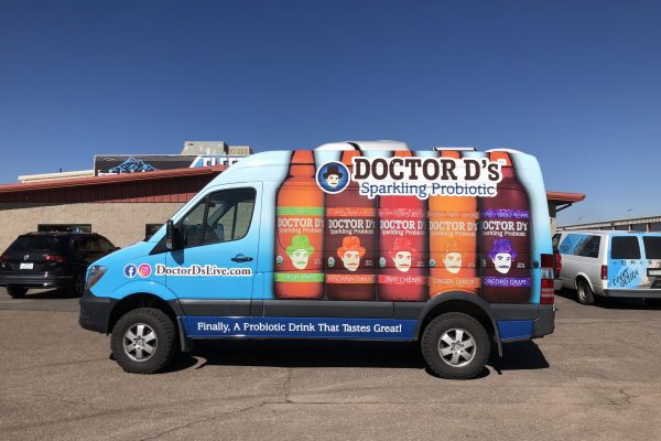 Beverage company with a custom vehicle wrap